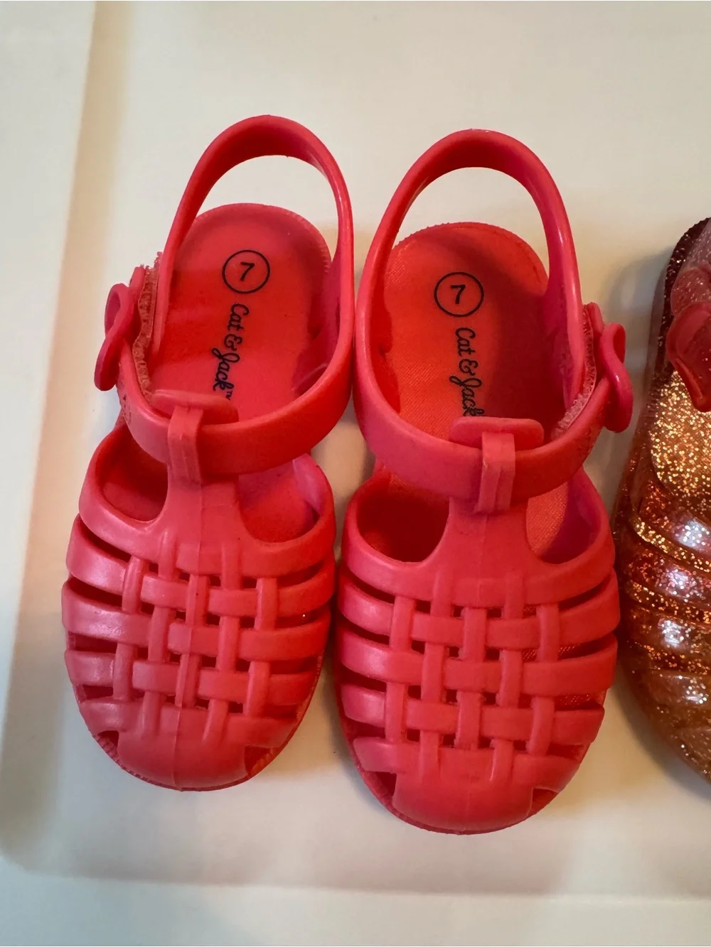 Cat & Jack Pink Kids Jelly Sandals — Solid and Glitter Styles